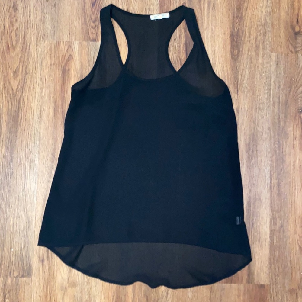 Black silk tank top with pocket